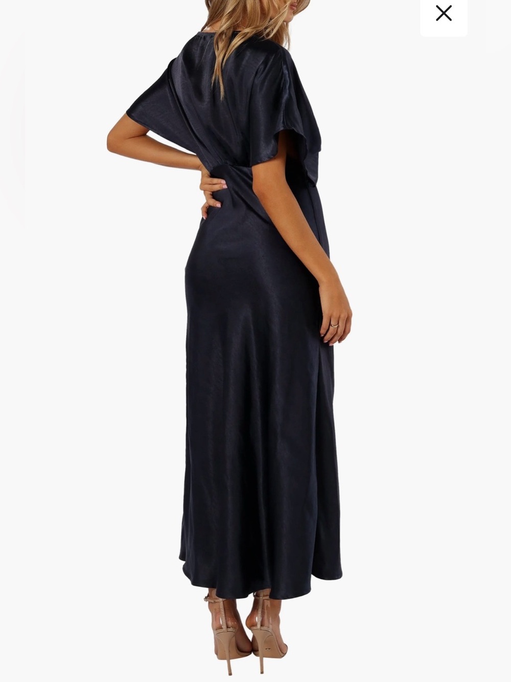 NWT Petal & Pup Sz Medium Navy Blue Ricki Dolman Sleeve Satin Maxi Dress Ret $99 - Picture 2 of 14